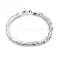 304 Stainless Steel Herringbone Chain Bracelets, with Lobster Claw Clasps, Stainless Steel Color, 8-1/4 inch(21cm), 6x2.5mm(BJEW-P235-20P)