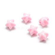 Opaque Acrylic Beads, Star, Pink, 11x11.5x10mm, Hole: 2.5mm, about 860pcs/500g(MACR-S830-04H)