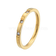Crystal Rhinestone Simple Thin Finger Ring, 201 Stainless Steel Jewelry for Women, Light Gold, Inner Diameter: 17mm(RJEW-N043-33LG)