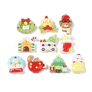 Christmas Opaque Resin Decoden Cabochons, Gingerbread Man & Christmas Wreath & Snowman, Mixed Shapes, Mixed Color, 22~26x18~25x7~8mm(RESI-S391-08)