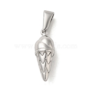 304 Stainless Steel Pendants, Ice Cream Charm, Stainless Steel Color, 21x7.5mm, Hole: 3x7mm(X-STAS-B053-33P)