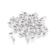 Acrylic Beads, Rice, Silver, about 3mm wide, 6mm long, hole: 1mm, 13000pcs/500g(PL654-1)