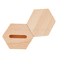 Hexagon Wood Ring Display Pedestals, Finger Ring Storage Holder, Tan, 3.05x3.8x2cm, Groove: 2.15x0.4cm(RDIS-WH0011-22)