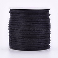 Nylon Thread, Rattail Satin Cord, Black, 1mm, about 87.48 yards(80m)/roll(LW-K001-1mm-900)