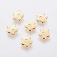 201 Stainless Steel Charms, Flower, Golden, 6x6x1mm, Hole: 1mm(X-STAS-L234-047A-G)