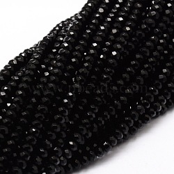Dyed Natural Malaysia Jade Rondelle Beads Strands, Faceted, Black, 4x2~3mm, Hole: 1mm, about 115pcs/strand, 14 inch(G-E316-2x4mm-08)