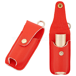 PU Leather Lipstick Storage Bags, Portable Lip Balm Organizer Holder for Women Ladies, with Light Gold Tone Alloy Keychain, Rectangle, Orange Red, 10.9cm(AJEW-WH0248-343E)