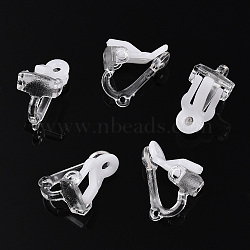 Plastic Clip-on Earring Findings, with Loops, Clear, 17x9x13mm, Hole: 1mm and 1.8mm(FIND-R039-04-A01)