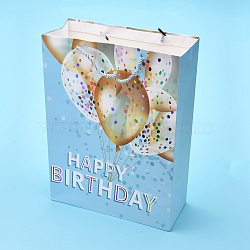 Balloons Pattern Birthday Paper Gift Bags, with Handles, for Birthday Party, Rectangle, Light Sky Blue, 30x41.5x12cm(DIY-I030-05)