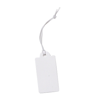 Paper Price Tags, with Elastic Cord, Rectangle, WhiteSmoke, 8.8~9.5cm, Rectangle: 39x19x0.3mm