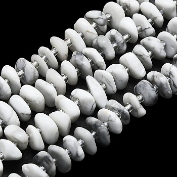 Natural Howlite Beads Strands, with Seed Beads, Flat, 7~13x8~9x3~4mm, Hole: 1mm, about 75pcs/strand, 14.76''(37.5cm)