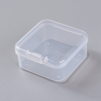 Plastic Boxes, Bead Storage Containers, Square, Clear, 4.5x4.5x2cm, Inner Diameter: 4.1x4.1cm