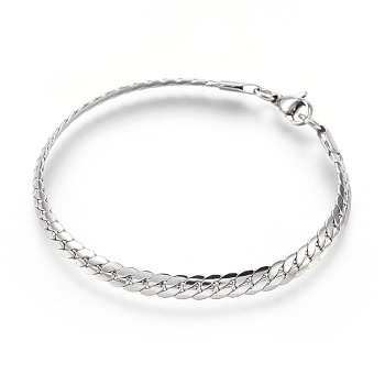 304 Stainless Steel Curb Chain Bracelets, with Lobster Claw Clasps, Stainless Steel Color, 7-1/2 inch(19cm), 4.5x1.2mm