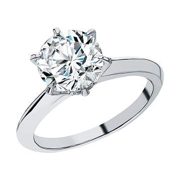 Classic S925 Silver Six-Prong CZ Engagement Ring for Proposal.