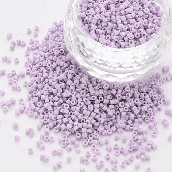 Glass Cylinder Beads, Seed Beads, Baking Paint, Round Hole, Lilac, 1.5~2x1~2mm, Hole: 0.8mm, about 45000pcs/bag, about 1pound/bag