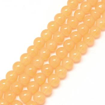 Baking Painted Glass Beads Strands, Imitation Opalite, Round, Sandy Brown, 6mm, Hole: 1.3~1.6mm, about 133pcs/strand, 31.4 inch