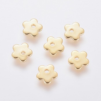 201 Stainless Steel Charms, Flower, Golden, 6x6x1mm, Hole: 1mm