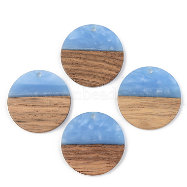 Opaque Resin & Walnut Wood Pendants(RESI-S389-025A-C)-2