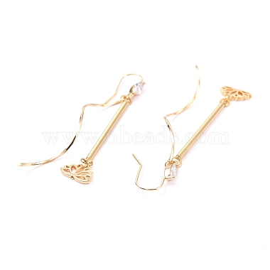 Ensemble de boucles d'oreilles lustre en laiton fleur de lotus pour fille femmes(EJEW-JE04631)-5