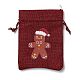 6Pcs 6 Styles Christmas Theme Rectangle Jute Bags(ABAG-E007-01)-2