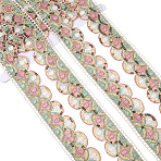 4.8~5 Yards Sparkle Polyester Lace Trim Ribbon with Plastic Paillettes, for Costume Decoration, Colorful, Fan, 1-5/8 inch(40mm)(OCOR-CY0001-14B)