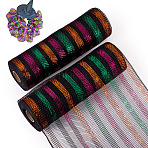Deco Mesh Ribbons, Tulle Fabric, with Metallic Silk, for Christmas Party Decoration, Skirts Decoration Making, Colorful, 10-1/4 inch(260mm), 10 yards/roll(9.14m/roll)(OCOR-TAC0038-09A)
