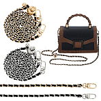 2Pcs 2 Styles PU Leather Chain Bag Handles, Bag Straps, with Cord Lock & Alloy Swivel Clasp, Adjustable Chain for Purse Making, Black, 21.5~134cm, 1pc/style(AJEW-AR0002-02B)