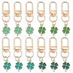 20Pcs 4 Colors Alloy Enamel Pendant Decorations, Clover, with Alloy Swivel Clasps, Light Gold, Mixed Color, 55mm, 5pcs/color(HJEW-CP00090)