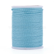 Round Waxed Polyester Cord, Taiwan Waxed Cord, Twisted Cord, Sky Blue, 1mm, about 12.02 yards(11m)/roll(YC-G006-01-1.0mm-06)