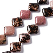 Natural Rhodonite Beads Strands, Rhombus, 18~19x18~19x6mm, Side Length: 15~15.5mm, Hole: 1.4mm, about 21pcs/strand, 15.75''(40cm)(G-L254-13)