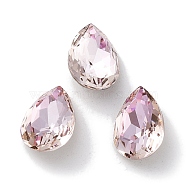 Glass Rhinestone Cabochons, Point Back & Back Plated, Faceted, Teardrop, Light Peach, 10x7x10mm(RGLA-G020-06B-D508)