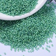 MIYUKI Delica Beads, Cylinder, Japanese Seed Beads, 11/0, (DB2053) Luminous Mermaid Green, 1.3x1.6mm, Hole: 0.8mm, about 20000pcs/bag, 100g/bag(SEED-J020-DB2053)
