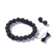 Natural Lava Rock Beads Stretch Bracelets, with Elastic Fibre Wire and Packing Box, 2-1/8 inch(5.3~5.4cm)(BJEW-JB04173-14)