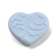 Silicone Focal Beads, Silicone Teething Beads, Heart, Light Blue, 21x25x8.5mm, Hole: 2mm(SIL-P008-B07)