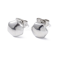 304 Stainless Steel Hexagon Stud Earrings for Women, Stainless Steel Color, 8x9mm, Pin: 0.8mm(EJEW-I285-04A-P)