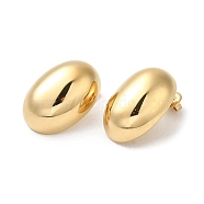 304 Stainless Steel Stud Earrings, Oval, Real 18K Gold Plated, 25.5x17.5mm(EJEW-Z026-04G)