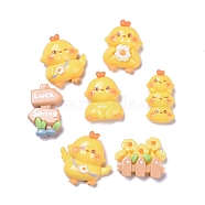 Spring Theme Opaque Cute Chick Resin Decoden Cabochons, Mixed Shapes, Gold, 21~28.5x15~28x6~10mm(RESI-B024-08)