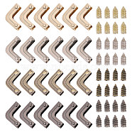 24Pcs 4 Styles Zinc Alloy Purse Decorative Edge Hardware, Bag Corner Protector, with Iron Screws, L-shaped, Mixed Color, 2.4~3.x2.4x0.7~0.75cm, Hole:2.3~2.4mm, 6pcs/style(DIY-CA0006-62)