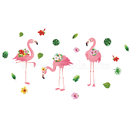 PVC Wall Stickers, Rectangle, for Home, Living Room, Bedroom Decoration, Flamingo Pattern, 95x35cm, 2pcs/set(DIY-WH0228-284)