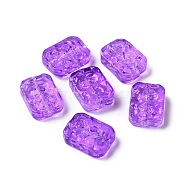 Transparent Spray Painted Glass Beads, Rectangle, Blue Violet, 18x13x5.5mm, Hole: 1.4mm(X-GLAA-I050-08F)