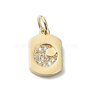 Moon Theme Brass Micro Pave Clear Cubic Zirconia Charms, with Jump Ring, Real 18K Gold Plated, Rectangle, 13.5x8.5x1.5mm, Hole: 3mm(KK-H475-57G-10)