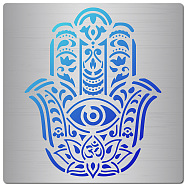 Stainless Steel Cutting Dies Stencils, for DIY Scrapbooking/Photo Album, Decorative Embossing DIY Paper Card, Matte Stainless Steel Color, Hamsa Hand Pattern, 16x16cm(DIY-WH0238-101)