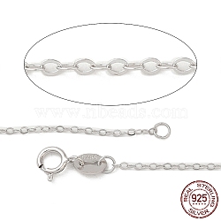 Rhodium Plated 925 Sterling Silver Necklaces, Cable Chains, with Spring Ring Clasps, Thin Chain, Platinum, 18 inch, 1mm(STER-M034-32B)