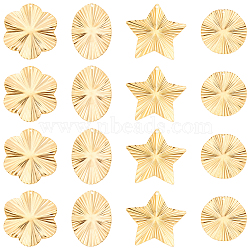 20Pcs 5 Style 304 Stainless Steel Pendants, Textured, Star & Oval & Flat Round, Golden, 32~40x28~41.5x1mm, Hole: 1.2~1.5mm, 4pcs/style(STAS-DC0012-29)