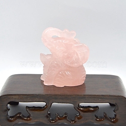 Natural Rose Quartz Carved Healing Elephant Figurines, Reiki Energy Stone Display Decorations, 40x35x50mm(PW-WG51883-01)