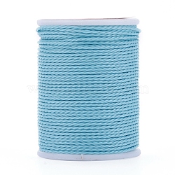 Round Waxed Polyester Cord, Taiwan Waxed Cord, Twisted Cord, Sky Blue, 1mm, about 12.02 yards(11m)/roll(YC-G006-01-1.0mm-06)