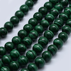 Natural Malachite Beads Strands, Grade AA, Round, 12mm, Hole: 0.8mm; about 33pcs/strand, 15.5inches(39.5cm)(G-F571-27AA2-12mm)