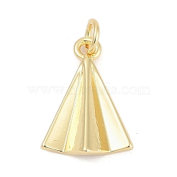 Brass Charms, Triangle, Cadmium Free & Lead Free, Long-Lasting Plated, Rack Plating, with Jump Ring, Real 18K Gold Plated, 18x12.5x4mm, Hole: 3mm(KK-G522-35G)