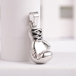 304 Stainless Steel Pendants, 3D Boxing Gloves Pendants, Antique Silver, 29x15x12mm, Hole: 5x8.5mm(X-STAS-H061-05AS)