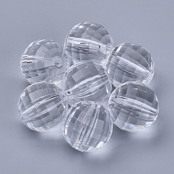 Transparent Acrylic Beads, Faceted, Round, Clear, 6x5.5mm, Hole: 1.3mm, about 4200pcs/500g(TACR-Q254-6mm-V01)